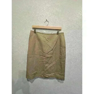 Tahari ASL Classics Beige Rayon Linen Blend Career Pencil Skirt Size 10